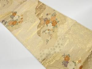 リサイクル　道長取りに花々模様織出し袋帯